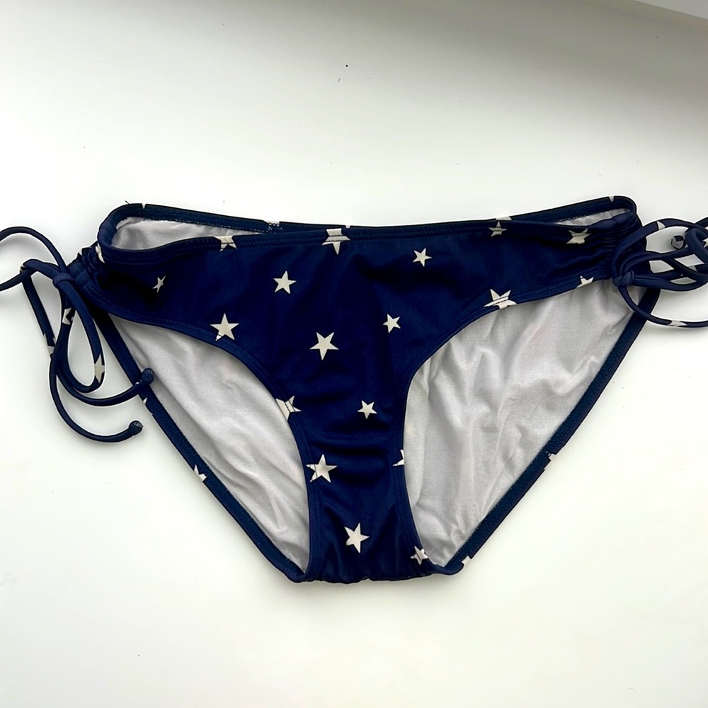 J. Crew Navy Star Print Side-Tie Bikini Bottoms